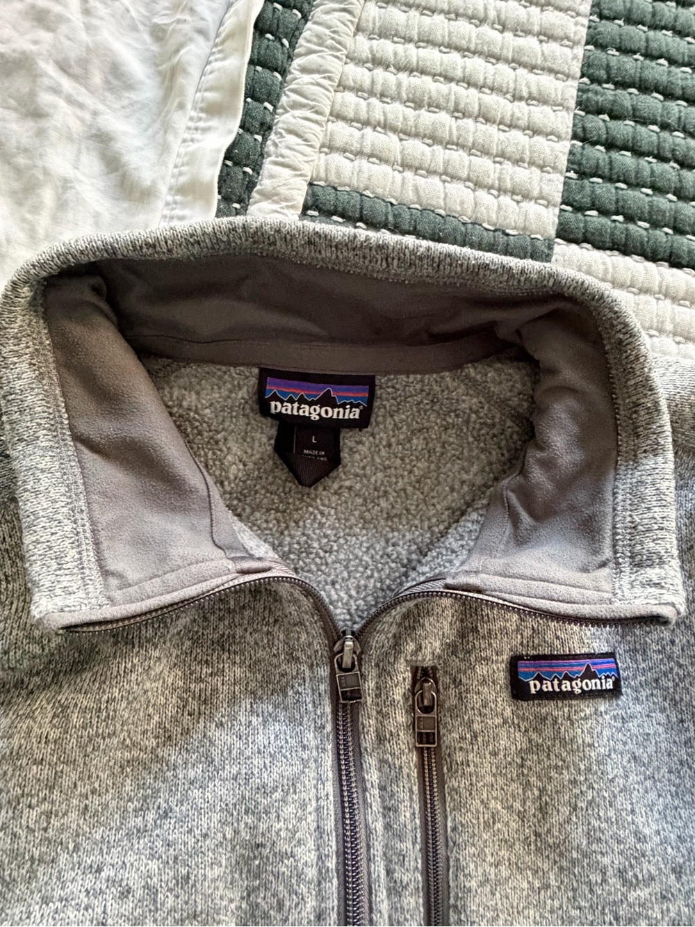 Patagonia Men's Light Gray Full-Zip Sherpa Fleece Jacket